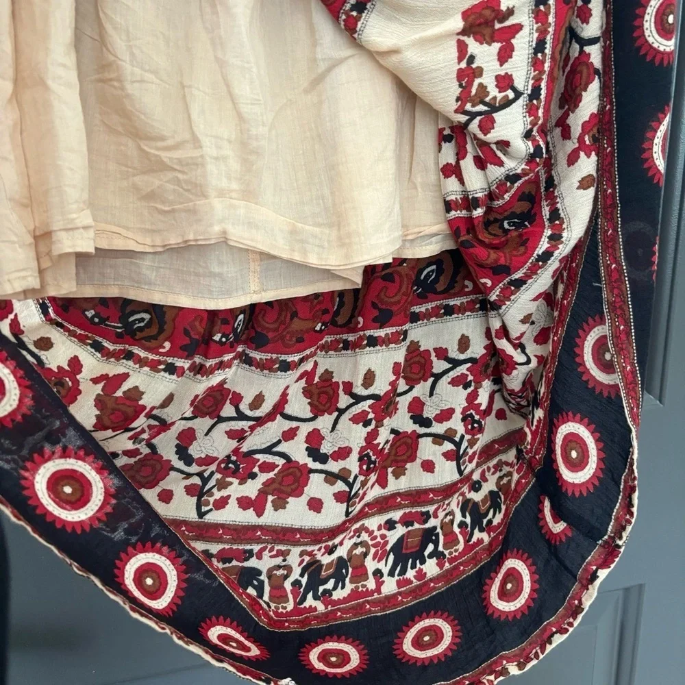 Anthropologie Band of Gypsies Smocked Strapless Bohemian Red Paisley Dress Med - Picture 5 of 5